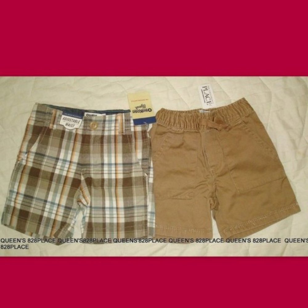 Nwt OshKosh TCP  Boys 2T Tan Plaid Shorts Bundle